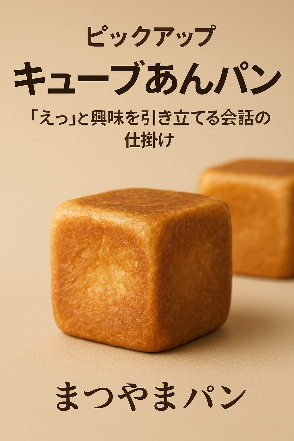 木のテーブルに並ぶ四角いあんパン。中のあんがのぞく新しい和の形（まつやまパン）